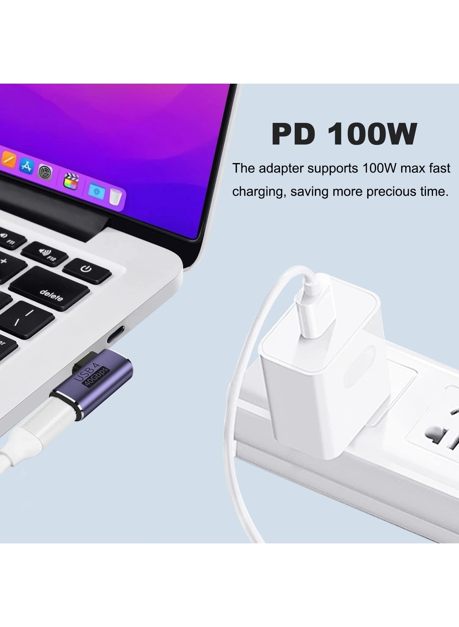Right Angle USB C Adapter - USB-C to USB-C 90 Degree 100W
