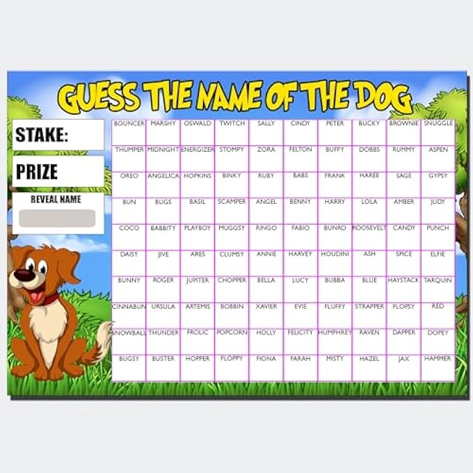 rayihni PREDICT THE DOGS NAME - Scratch Card Game 100 Names 3 Pack