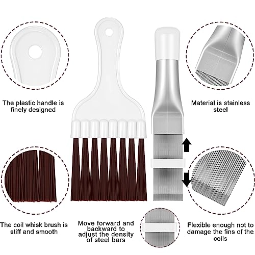 Air Conditioner Fin Comb & Cleaner - 2 Pack Stainless Steel & Plastic Brown