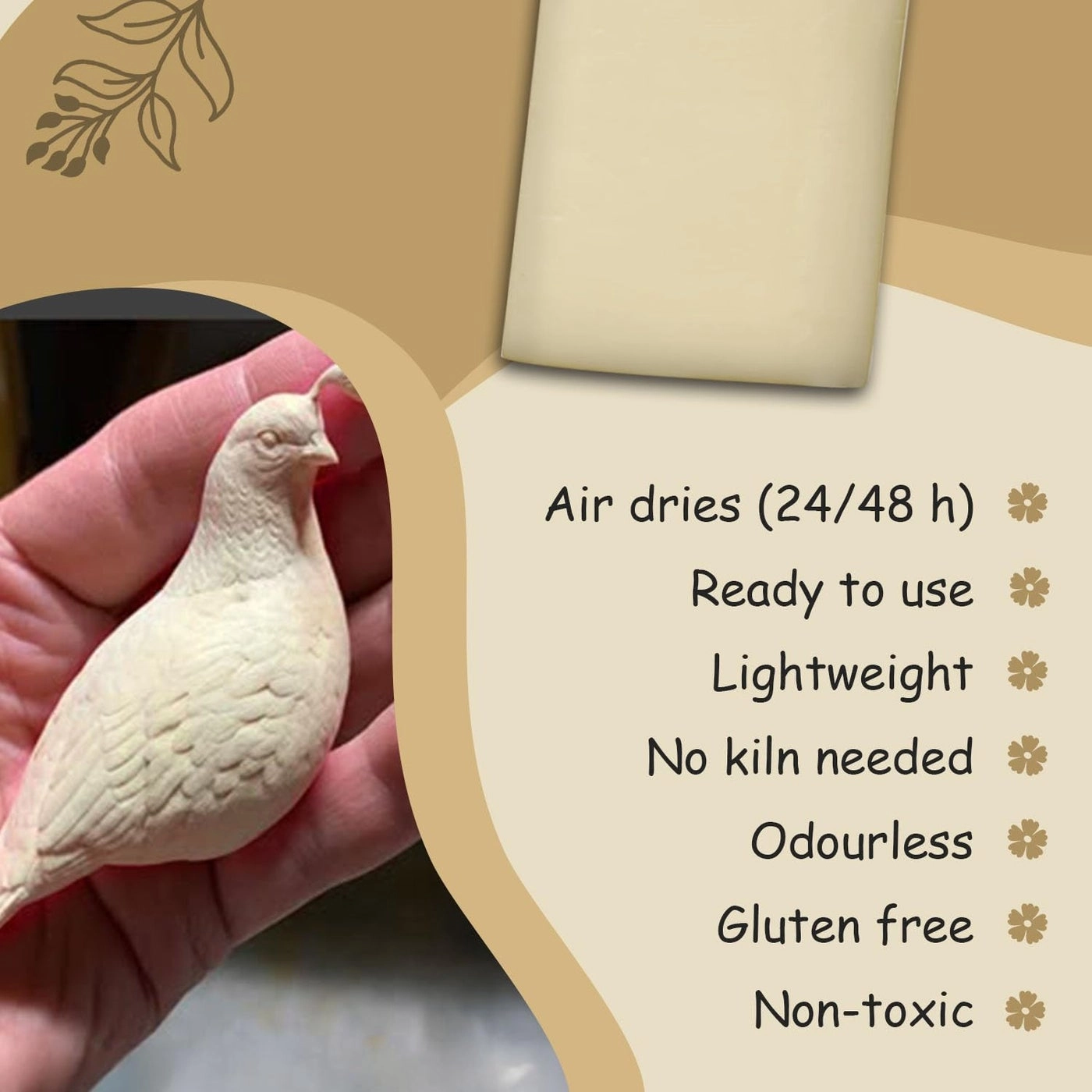 Soft Mould Air Dry Clay - 500g 2pcs.