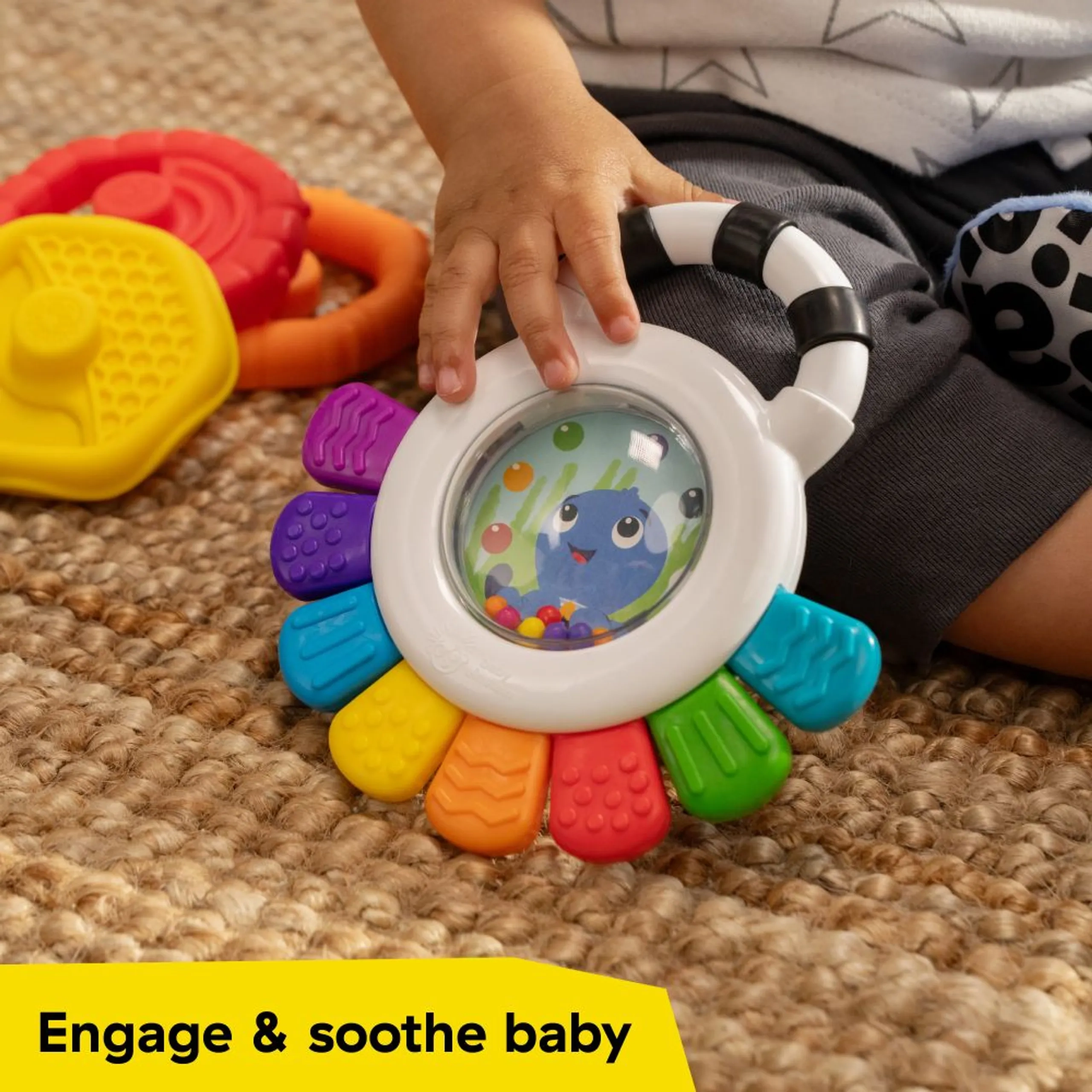 Opus Sensory Rattle & Teether + Octoplush Musical Toy + Stack & Teethe Teether Toy - Suitable for 3 to 12 mo