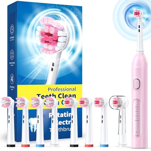 Rotating Electric Toothbrush - 8 Brush Heads 4 Modes 25-Day Battery Life