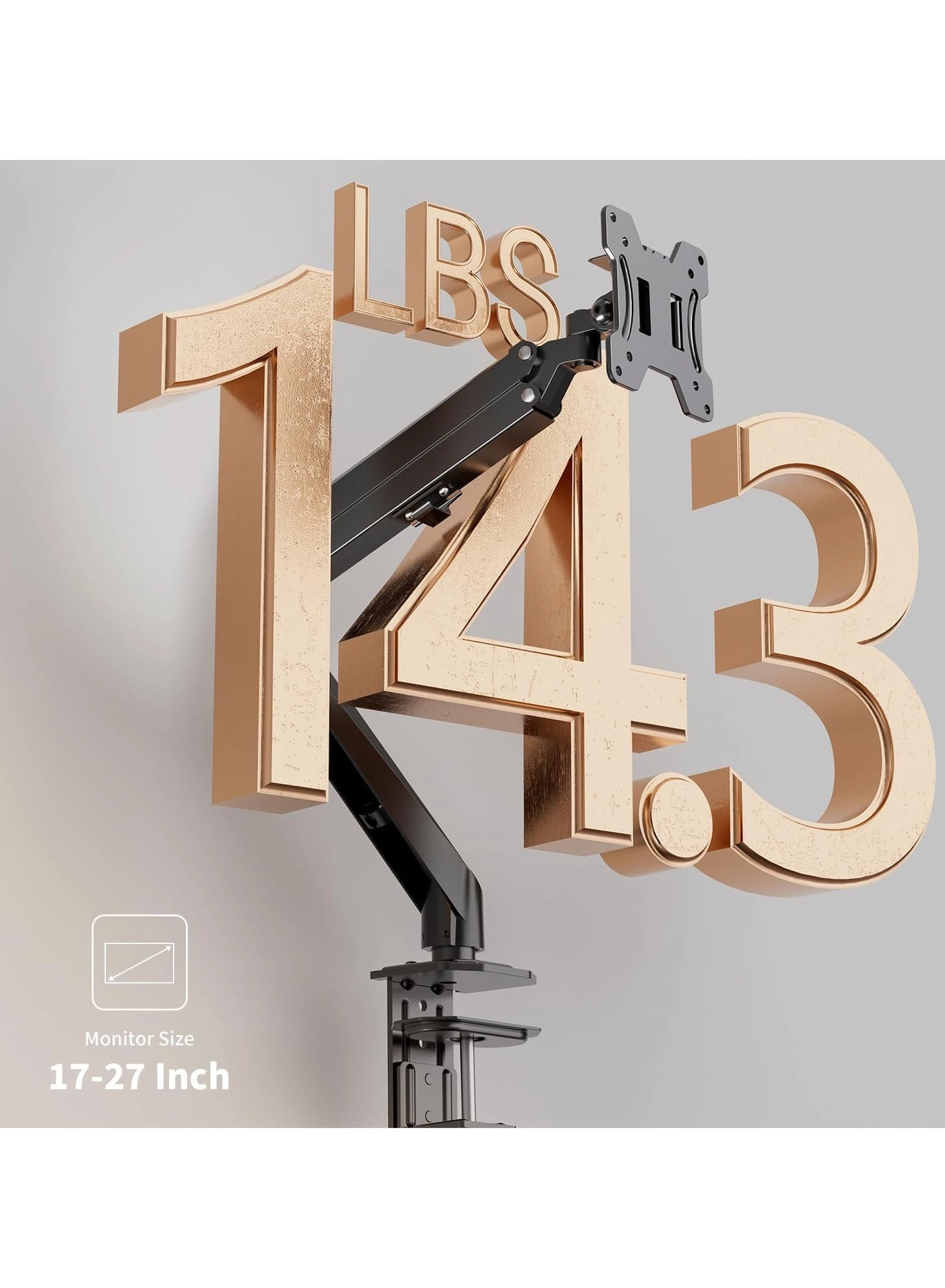 Single Monitor Mount - Gas Spring Full Motion 17-27 Inch