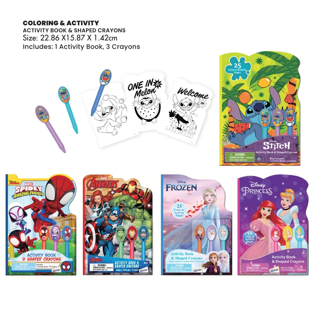 Avengers Activity Book and Shaped Crayons - 3+ years 4 pcs