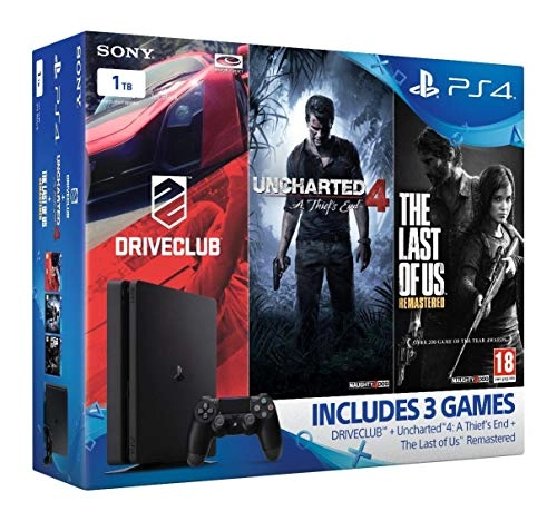 PlayStation 4 - 1TB Slim + Uncharted 4: A Thief's End + The Last of Us Remastered + DRIVECLUB + DUALSHOCK 4 - Wireless