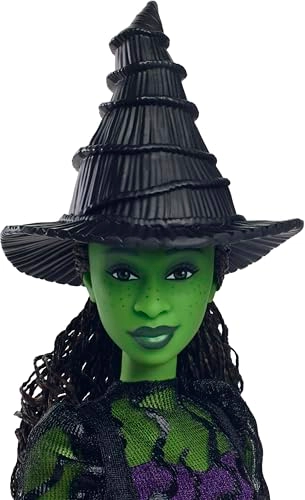 Elphaba Fashion Doll - Green skin Black braided hair Sheer black dress