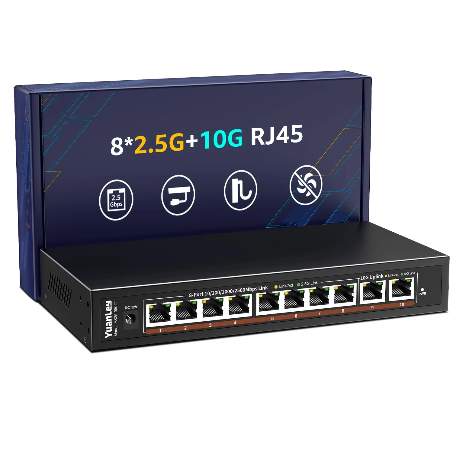 YuanLey 8x2.5G +2x10G RJ45 10-ports