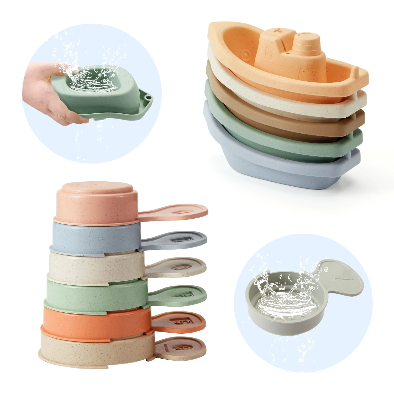 amchsuri Bath Toys Floating Boats - 11 PCS Bathing Spoon