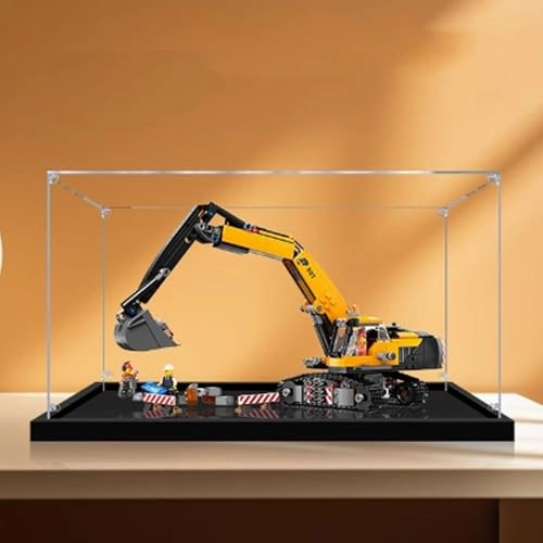 Acrylic Clear Display Case for LEGO Yellow Excavator Model 60420
