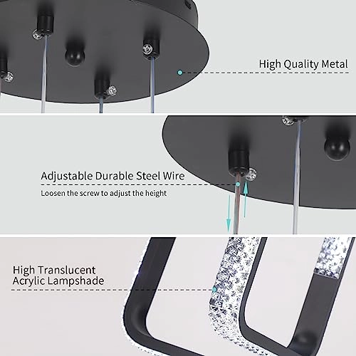 2 Square Chandelier - 3000K-6000K Dimmable