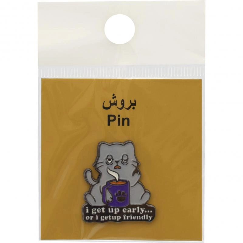 Non Branded 3D Cat with Coffee - Pin - 1 pcs - Metal
