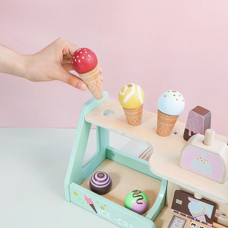 Kids Wooden Ice Cream Shop Playset - 17 pcs (5551007-KABI_0176)