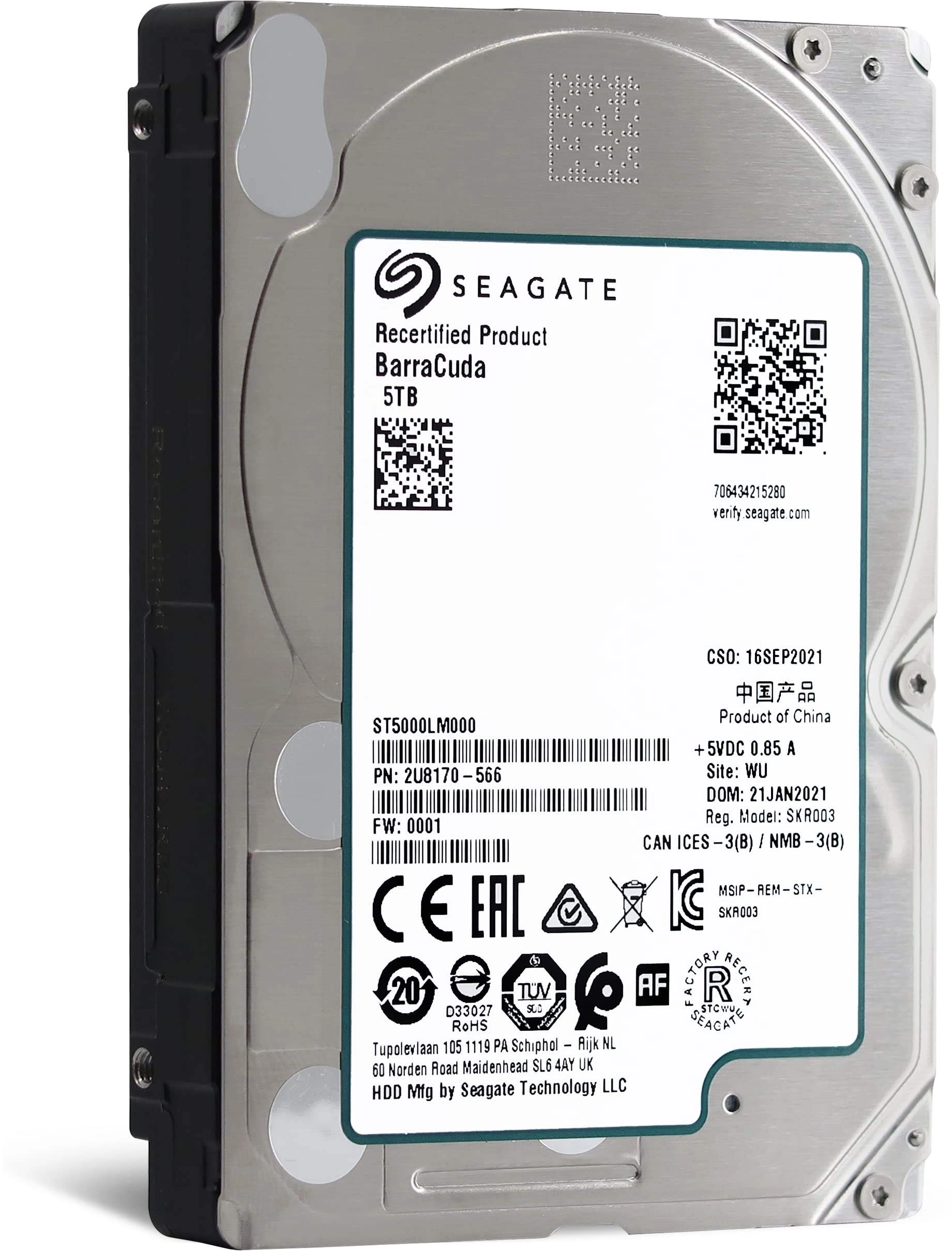 Seagate (Refurbished) Barracuda 2.5" 5400rpm 128MB SATA 6Gb/s (ST5000LM000-cr) - 5TB