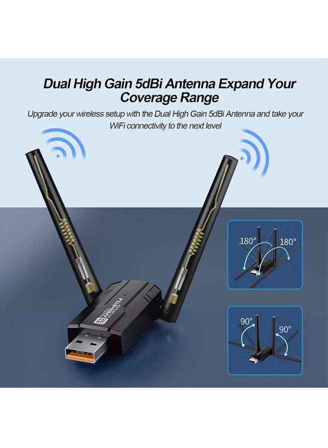 WiFi 6 USB Adapter - Dual-Band 5GHz 2.4GHz USB Wireless