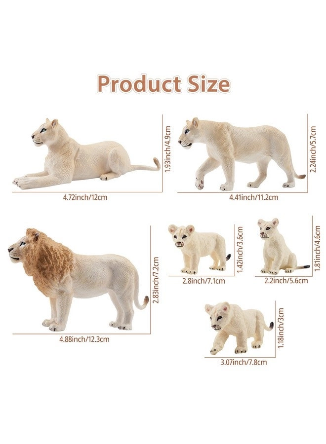 Jungle Animals - White Lion Figurines 6 pcs