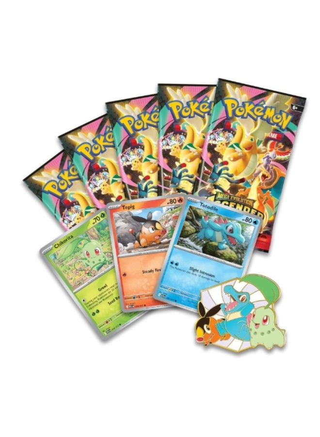 ME 2.5 Ascended Heroes Deluxe Pin Collection - 3 foil promo cards 1 deluxe pin 5 booster packs