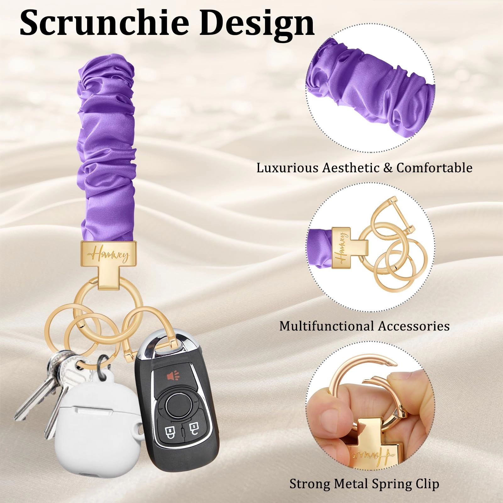 Stretchy Scrunchie Keychain Wristlet - Fun