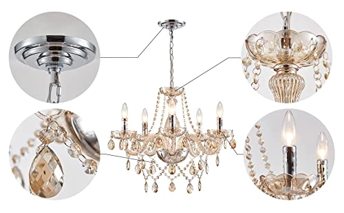 5 Light K9 Crystal Chandelier - Champagne Modern