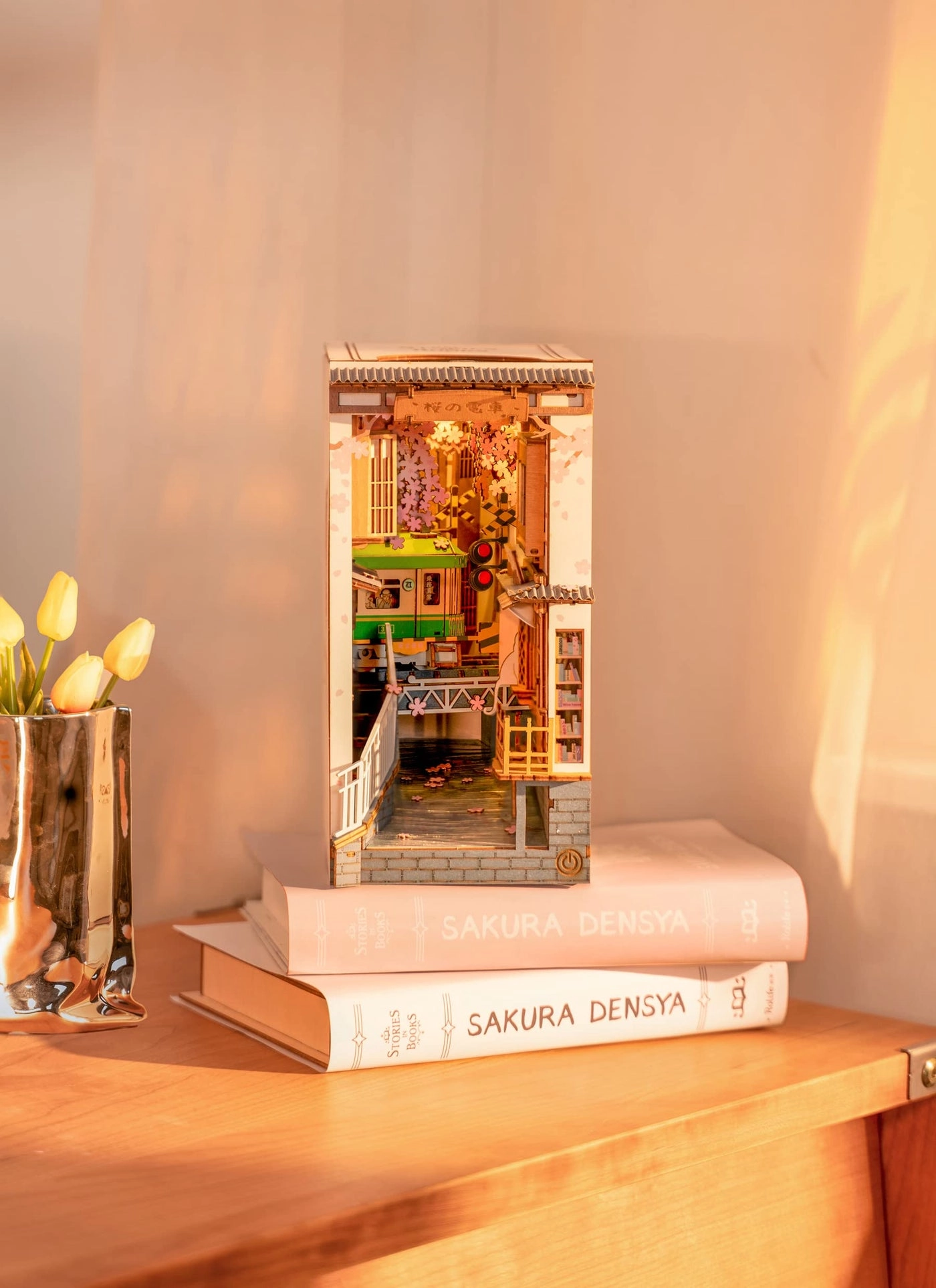Wooden Bookcorner Dollhouse Set - Sakura Densya