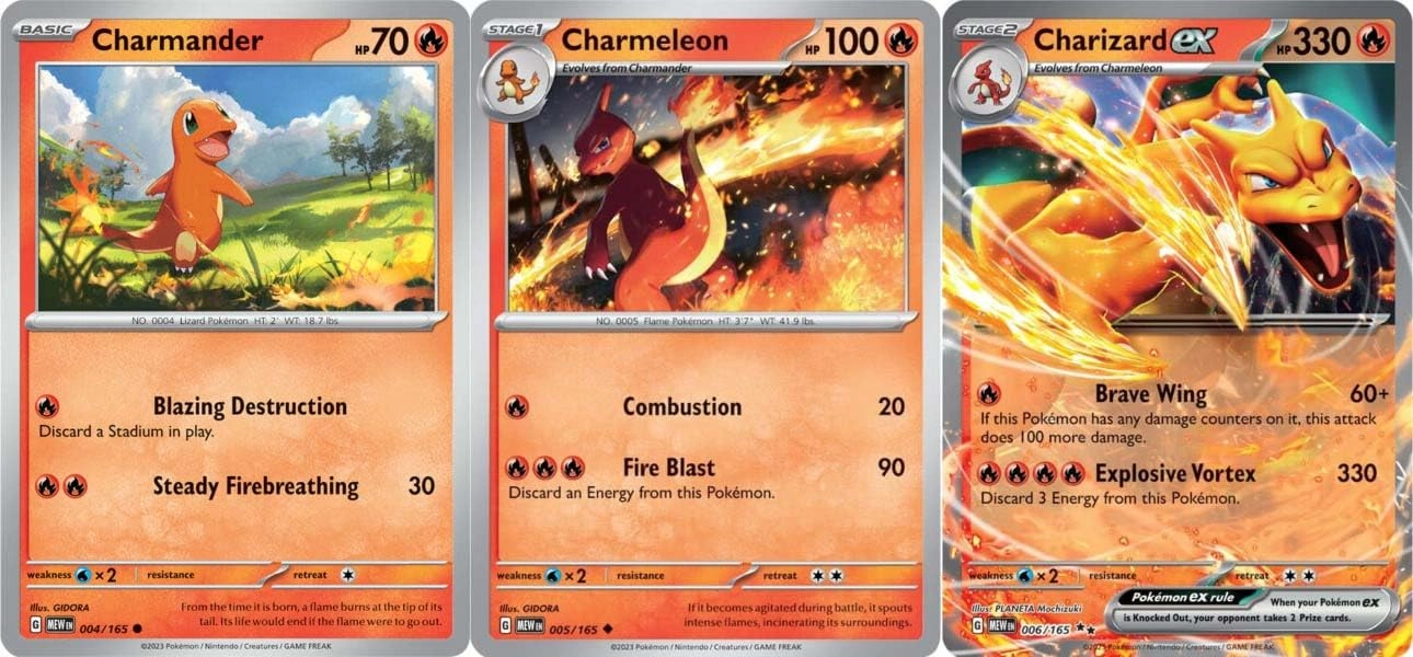 Pokémon Charizard ex 066/165 - Evolution 3 Card Set 3pcs