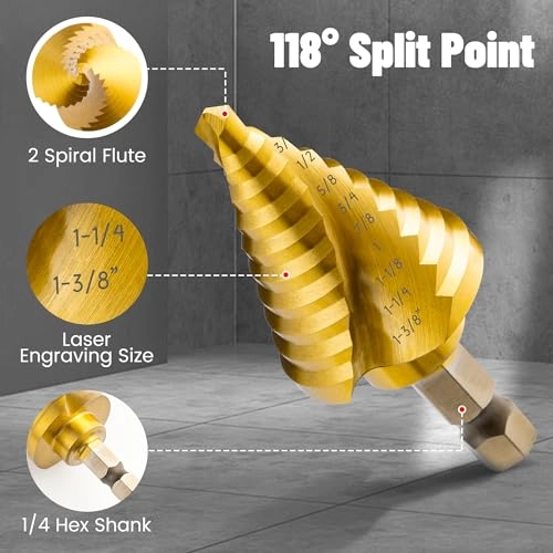 Step Drill Bits - HSS Titanium 5PCS