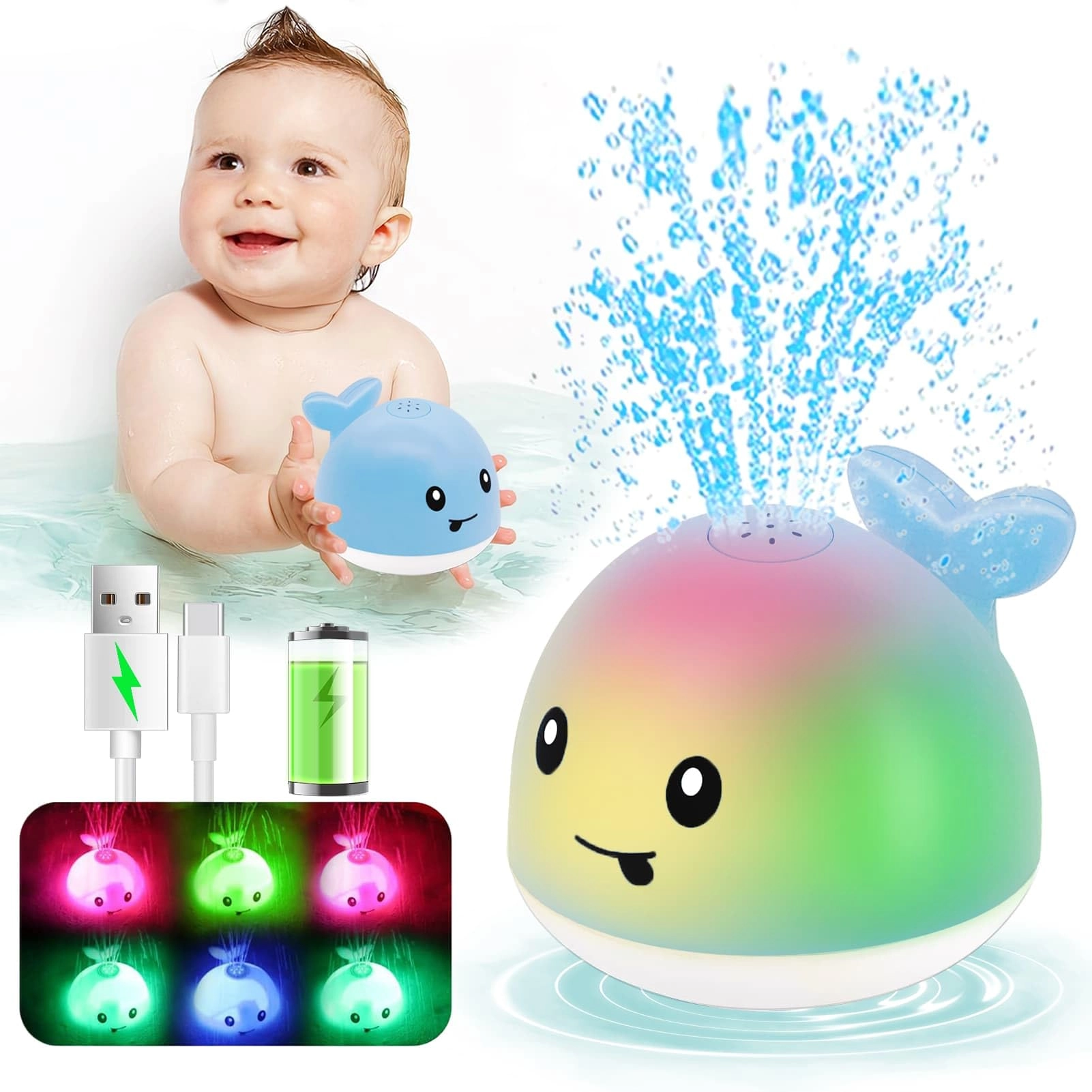 Whale Water Spray - 5 inches Rechargeable Automatic