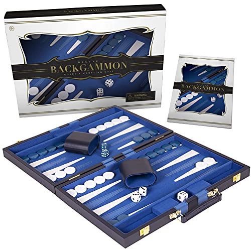 Backgammon Set - Premium Leather Case Strategy & Tip Guide
