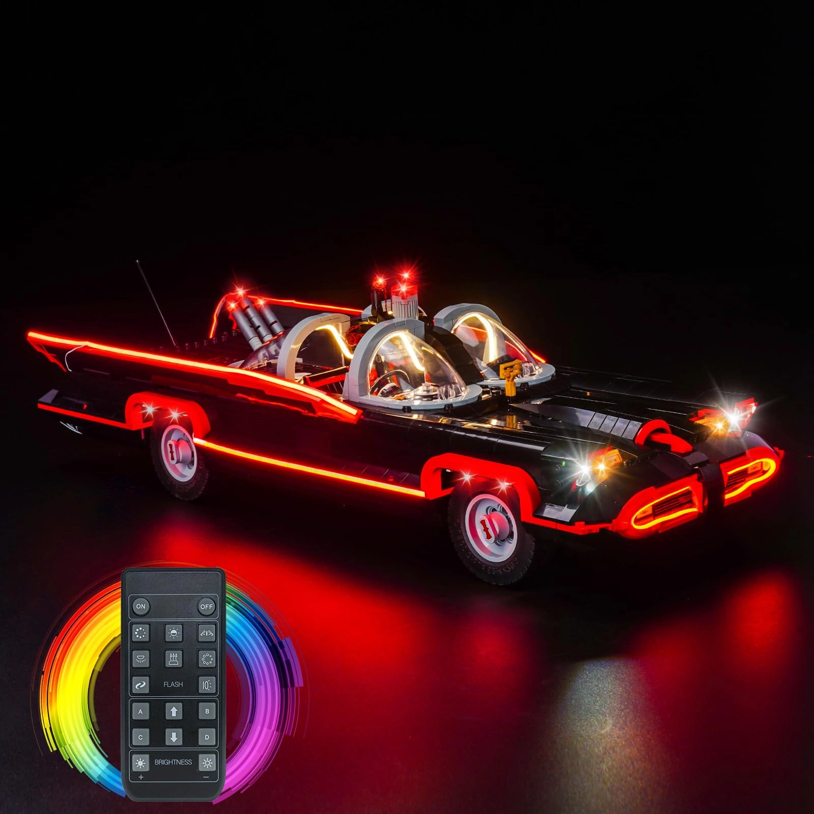 BrickBling LED Lighting Compatible with Lego The Classic TV Series Batmobile 76328 Building Set - Multicolor USB Powered