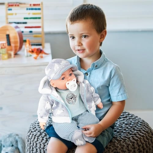 Baby Doll - 46cm Grey With Cap 16 Baby Sounds