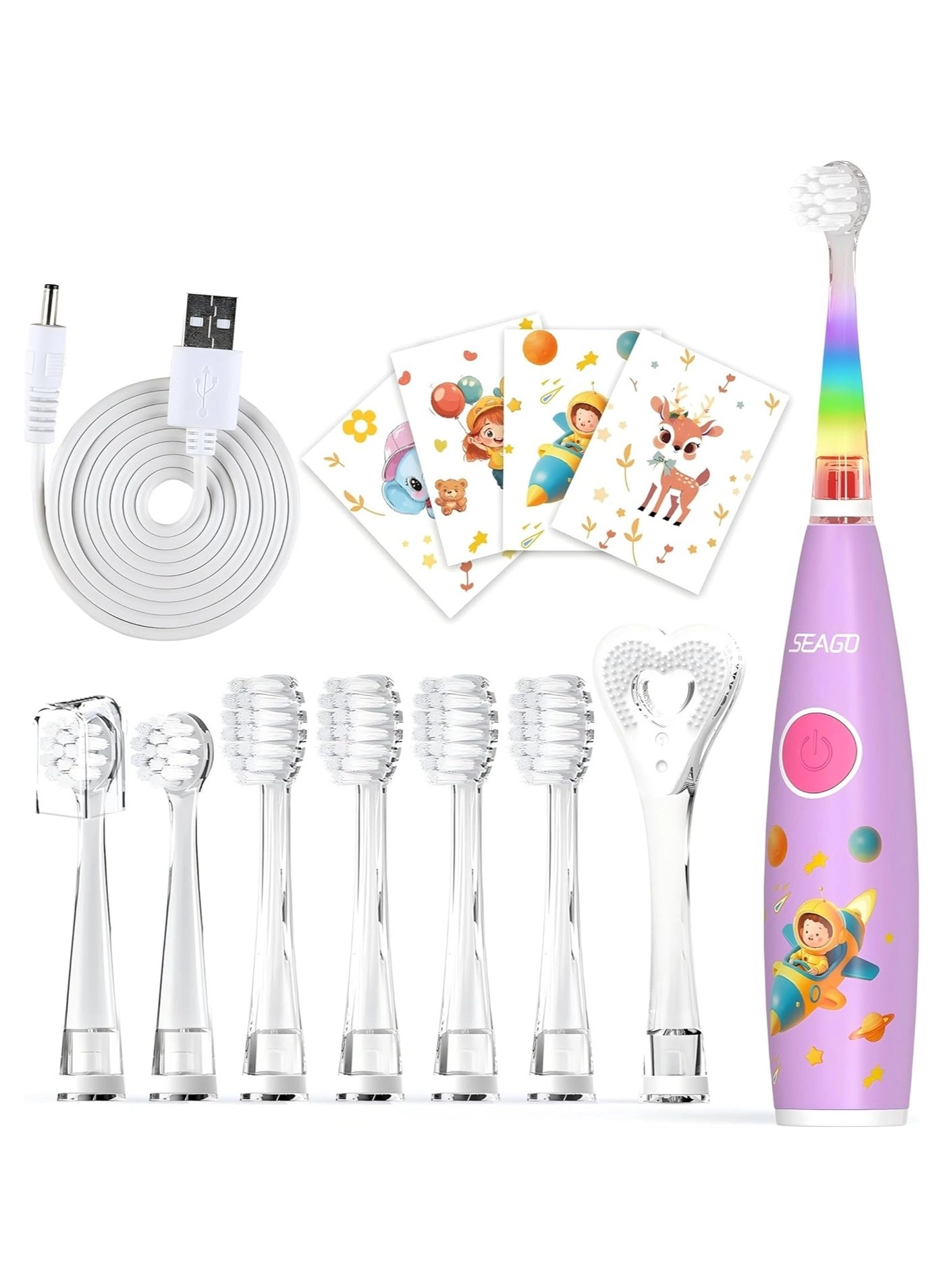 SG-2159 - 8 Soft Toothbrush Heads LED Light 2-Minute Timer