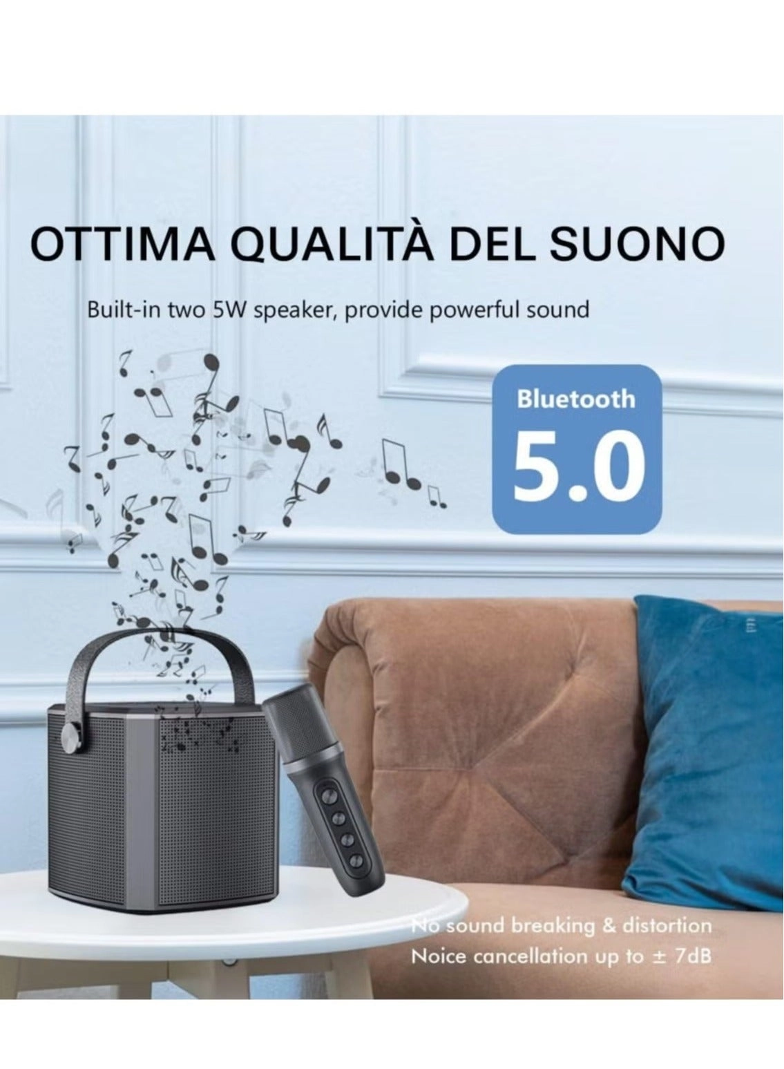 Portable Bluetooth Karaoke Speaker - Rechargeable wireless microphone Type-C charging TF Card support