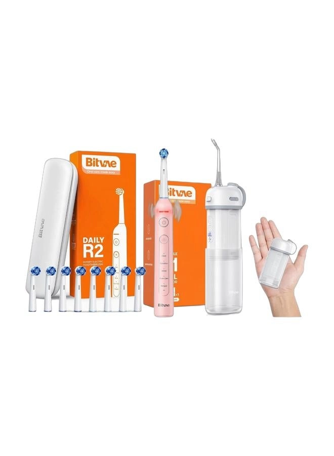 BV R2 - 5 Cleaning Modes + P1 - Mini + Telescopic Tank Oral Irrigator - Cordless + Waterproof Cleaner - IPX7 Waterproof + Travel Tooth Brush Companion