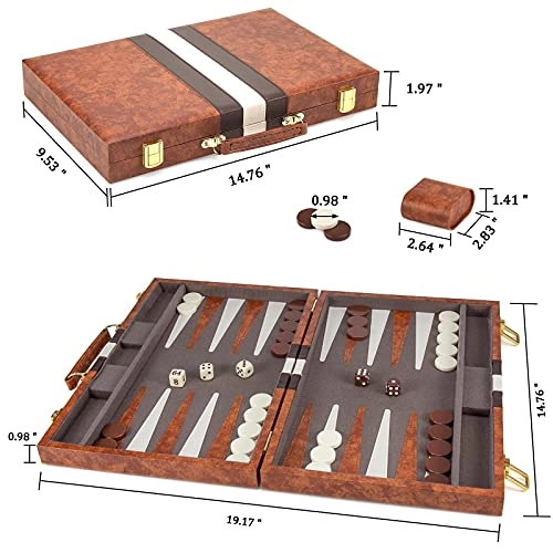 Backgammon Set - Brown Faux Leather