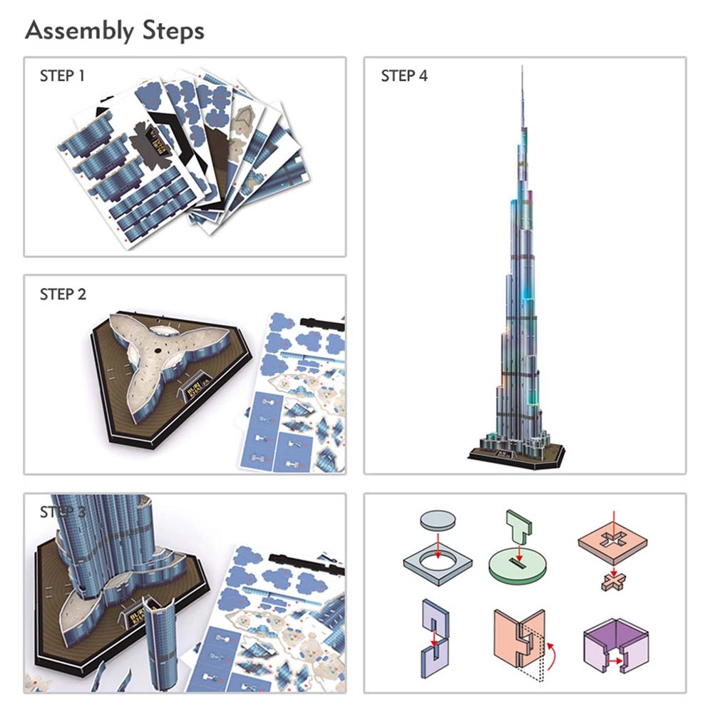 Burj Khalifa 3D Puzzle (AL-L133H) - 136 pcs, LED