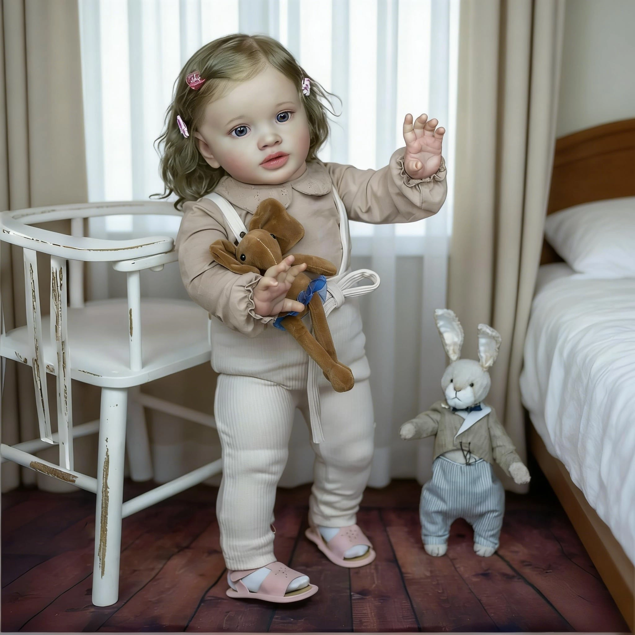 Pippa Reborn Baby Doll - 26 inch Cotton Vinyl Hand-rooted Curly Hair Ages 3+