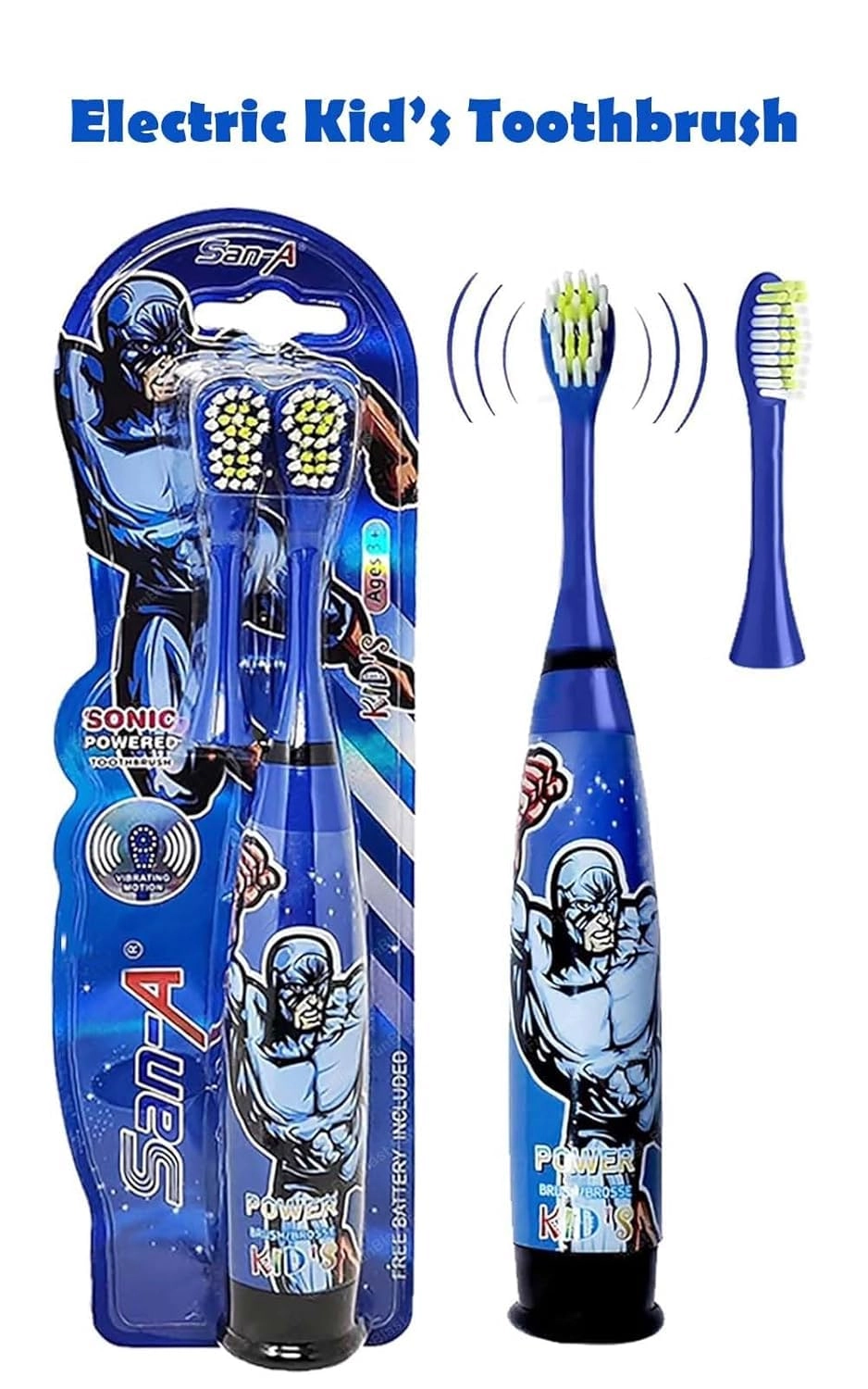 Baby Electric Toothbrush - Sonic Battery-powered Dual Brush Heads