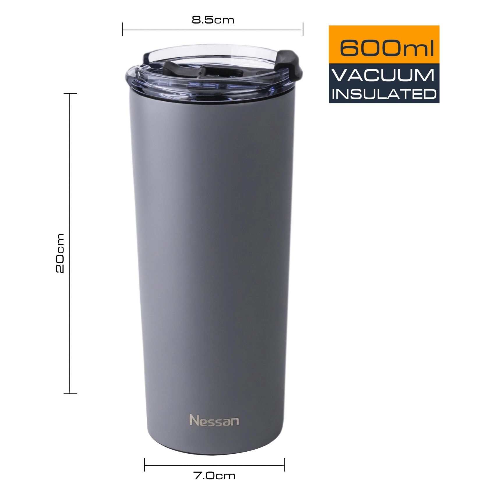 Stainless Steel Double Wall Vacuum Mug - 600ml