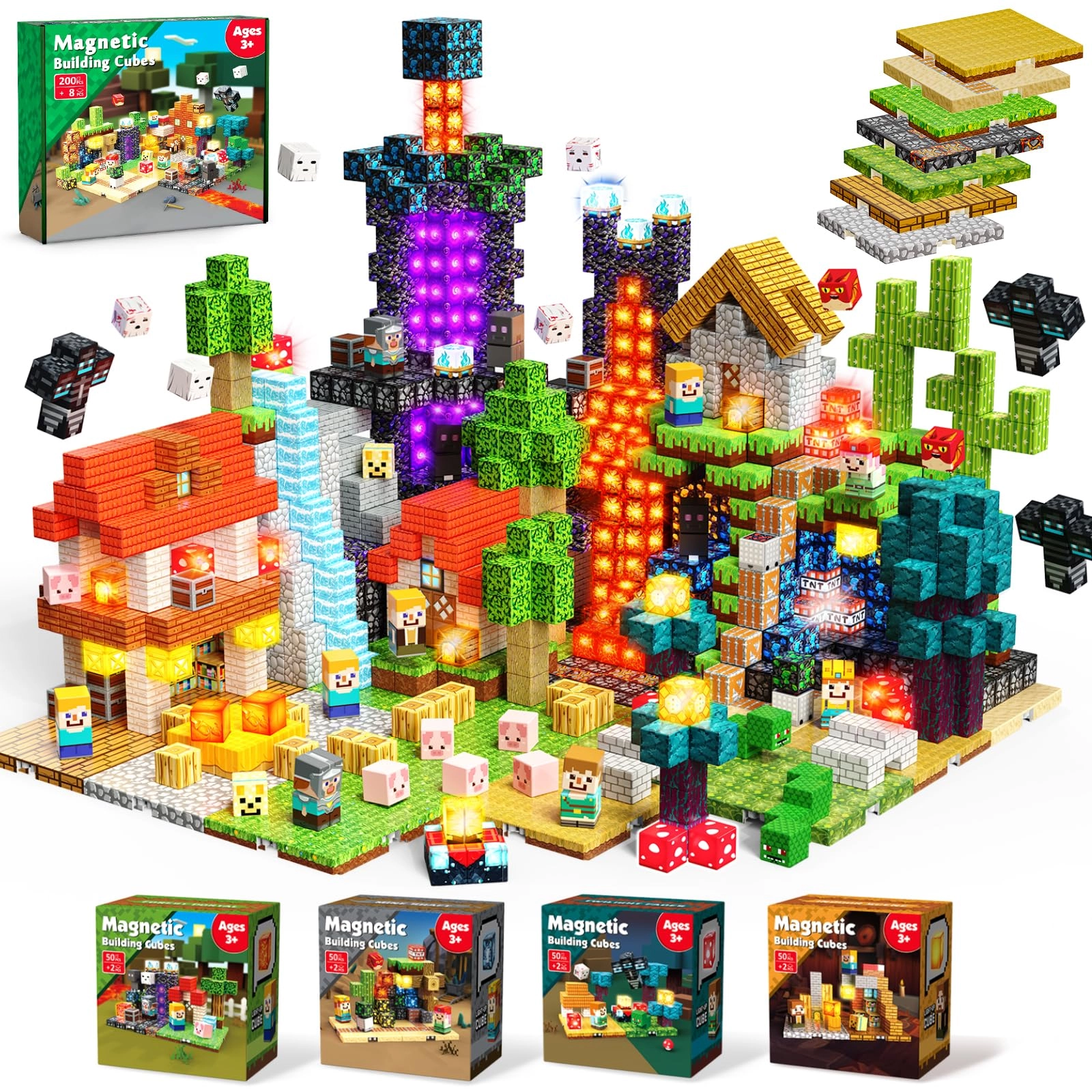 ToyUnited Magnetic Building Blocks - 208 pcs 4 Themes