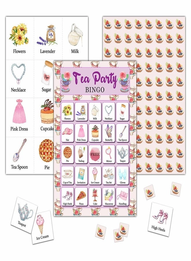 KFNER Garden Tea Party Bingo Game Card - 24 Players
