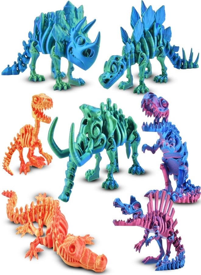 Buufan 3D Printed Dinosaur Animal Figures - T-Rex Velociraptor Stegosaurus 7PCS
