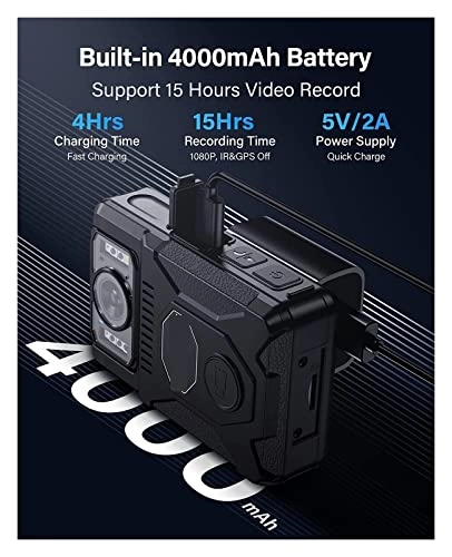 M7128GB GPS الجسم يرديها الكاميرا 180 درجة عدة قابلة للدوران كاميرا صغيرة مع شاشة LED تَسجِيل 4000mAh كاميرا الجسْم كاميرا الدراجة