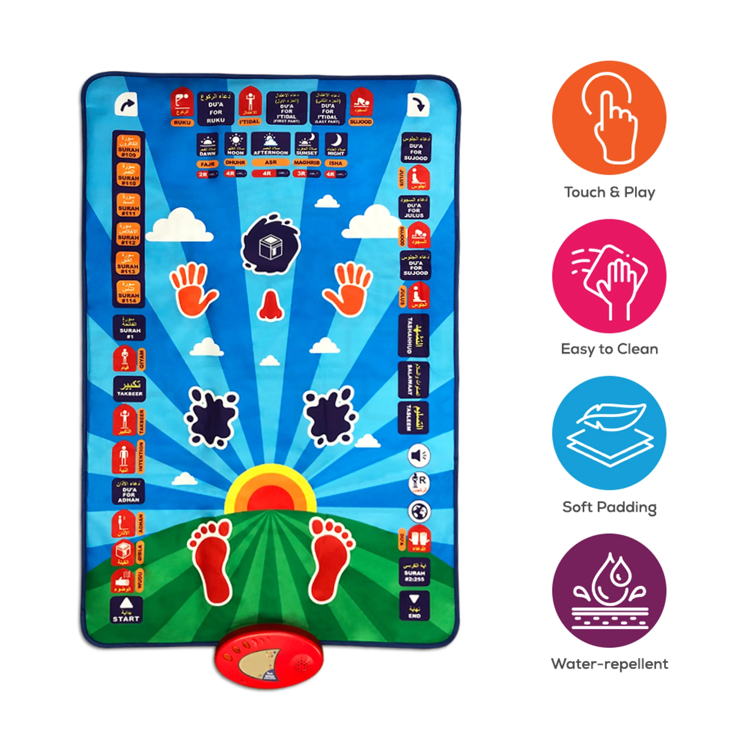Kids Islamic Prayer Learning Mat - Suitable for 3 years & above