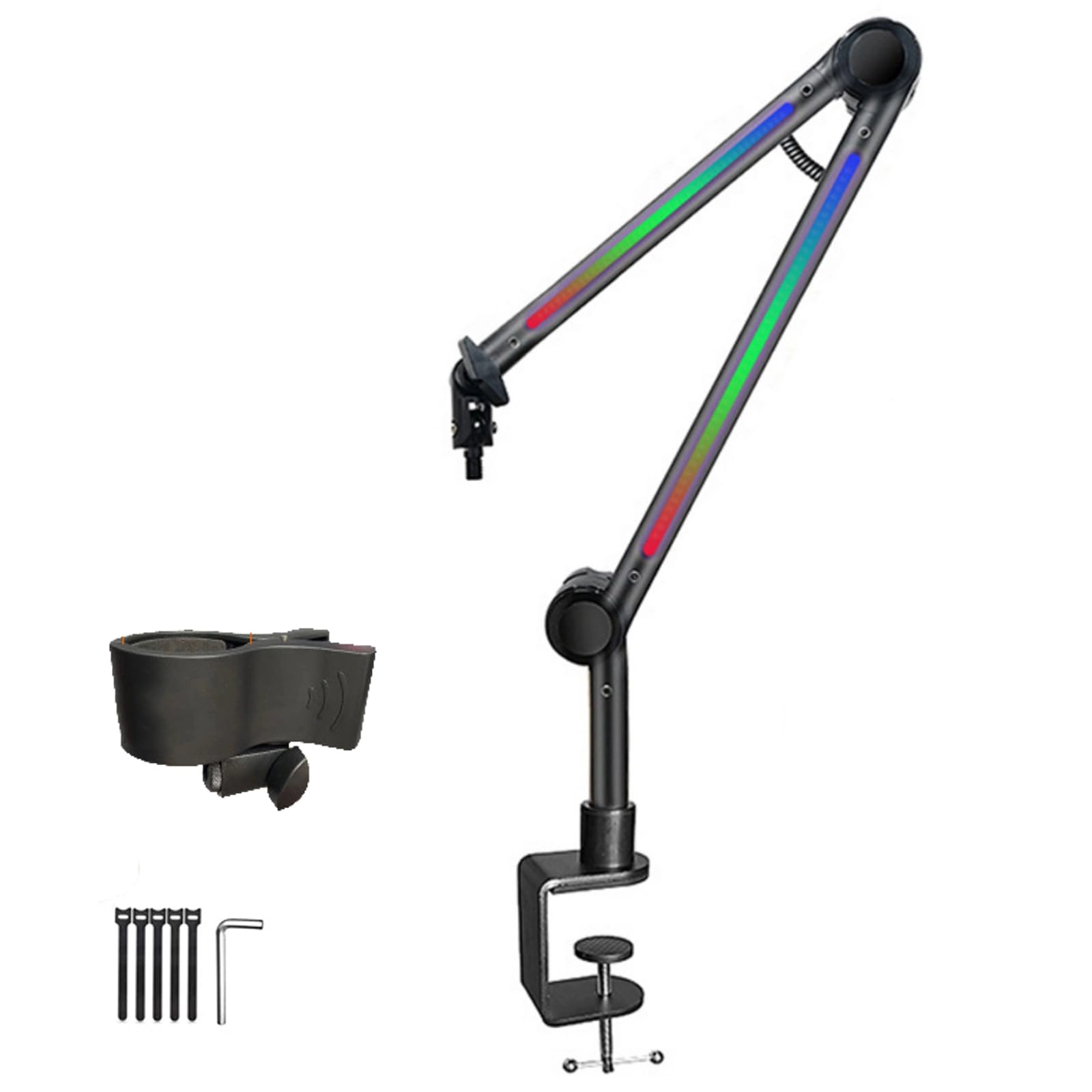 LED Microphone Arm Stand - Adjustable Boom 180Rotatable LED Lighting