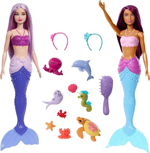 Barbie Mermaid Dolls - 2-Pack 10+ Accessories Ages 3+