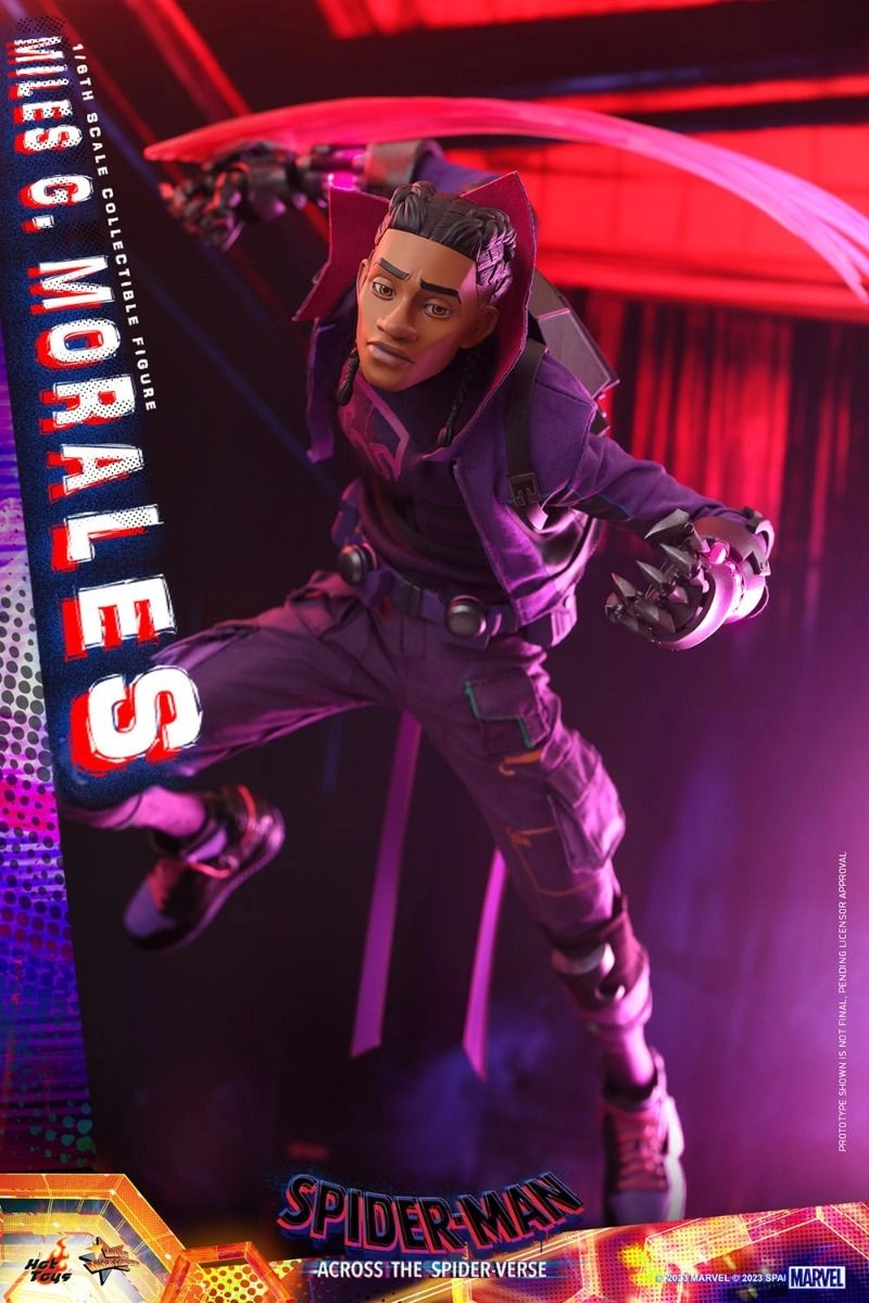 Miles G Morales - Spider-Man: Across the Spider-Verse Sixth Scale Action Figure - LED light-up Prowler gauntlets
