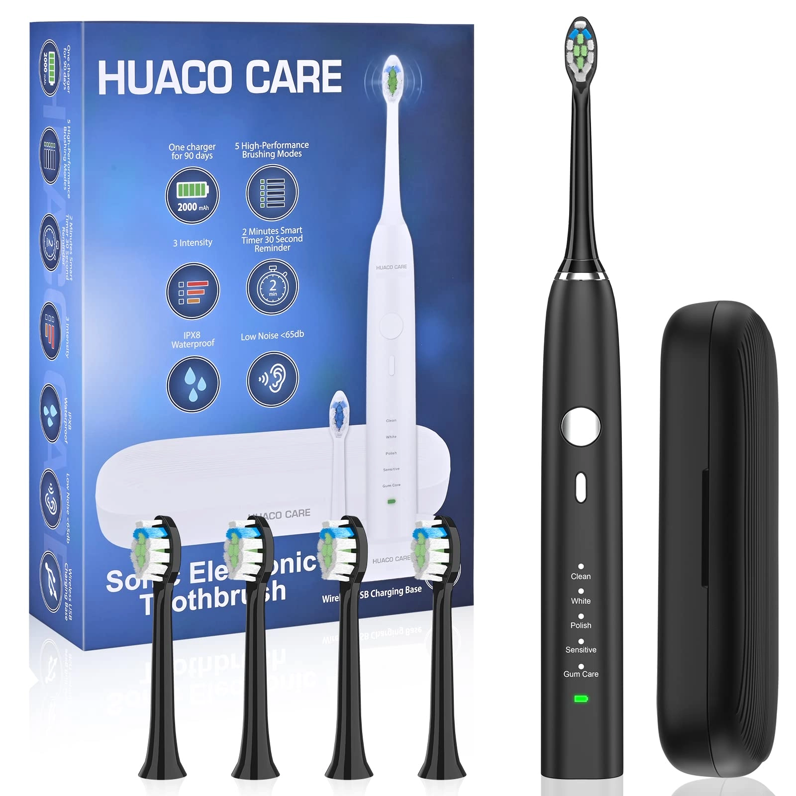 HUACO CARE EB-H6P - Sonic Electric Toothbrush 5 Modes 3 Intensities