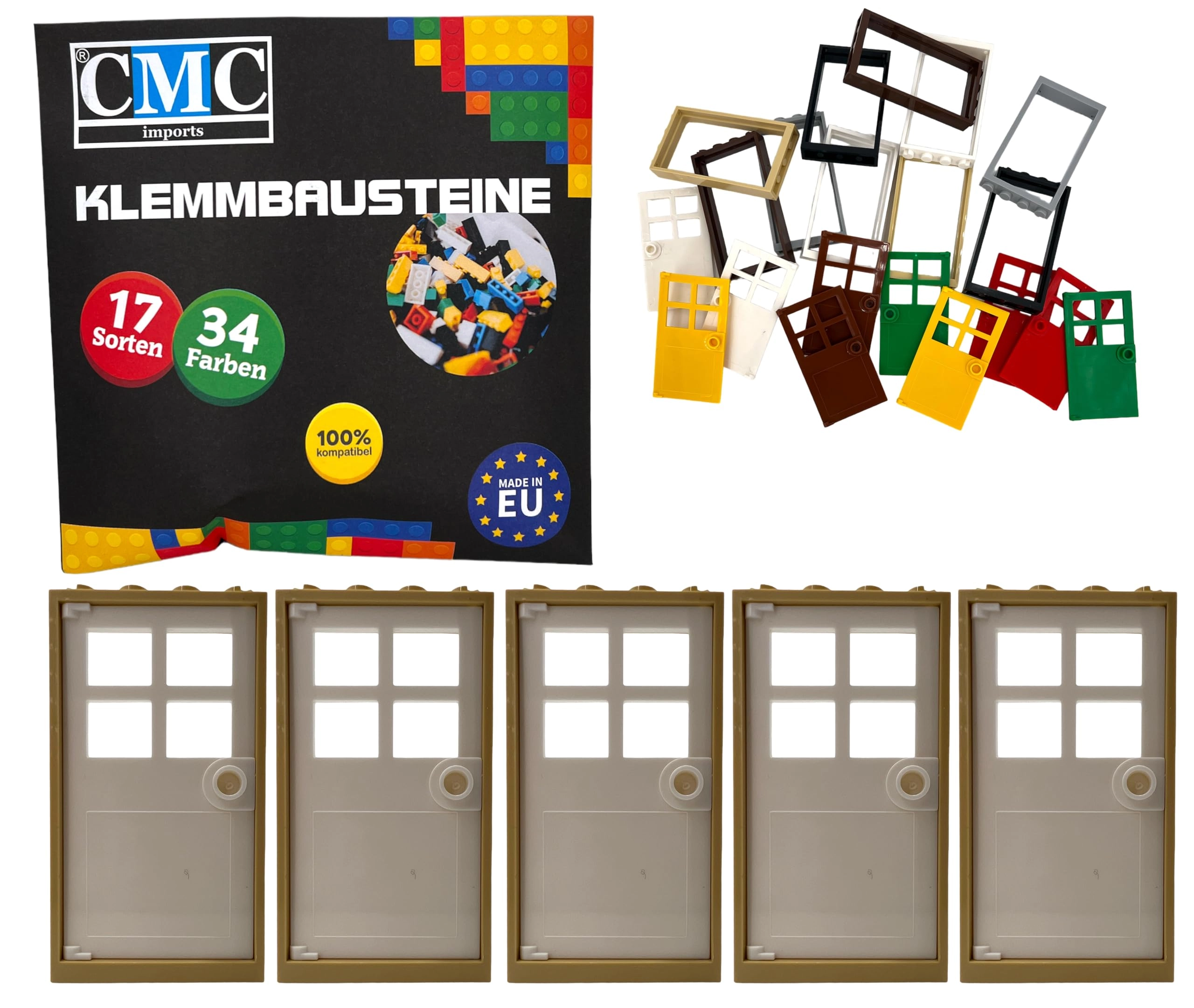 Door Frame - Beige 5 pcs + Door Leaf - Green