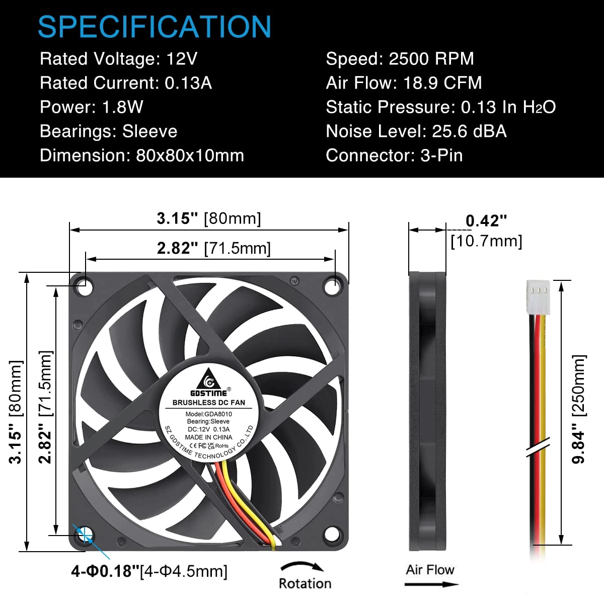 Brushless Cooling Fan - 80mm