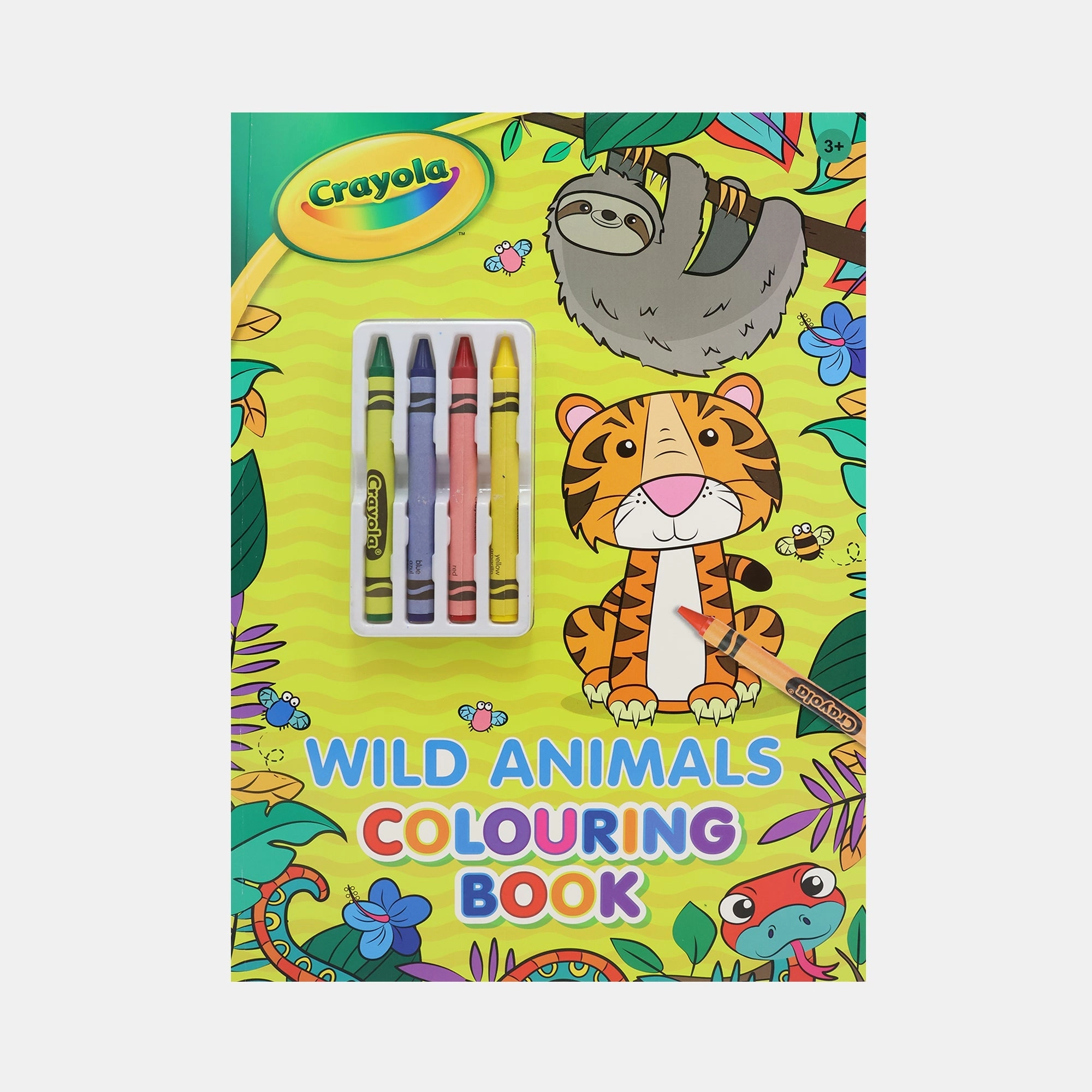 Wild Animals Colouring Book - 1 Colouring Book and 4 Crayola crayons | Box Set