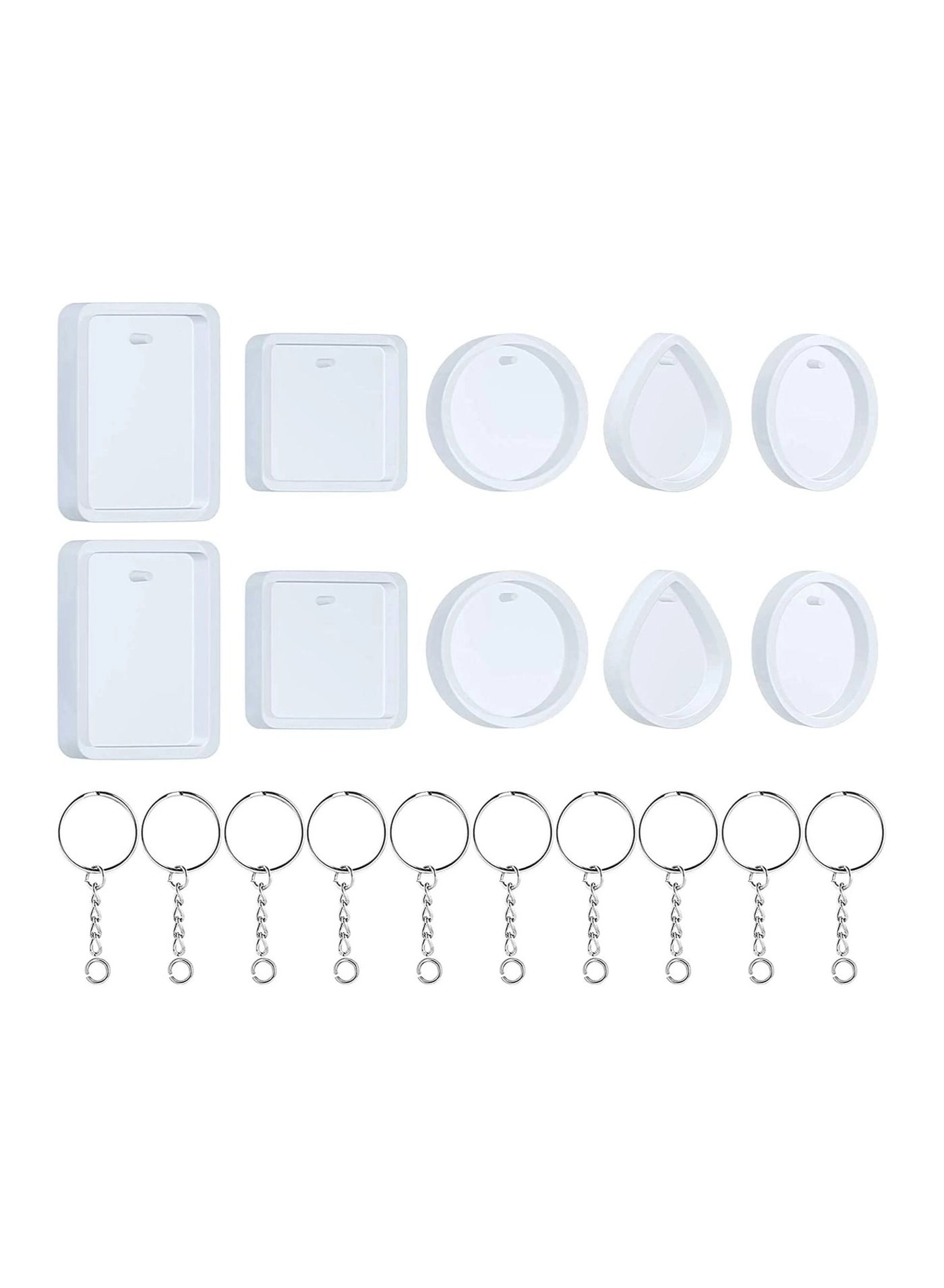 Y&D Silicone Resin Molds - 20 Pcs with Keychain Rings